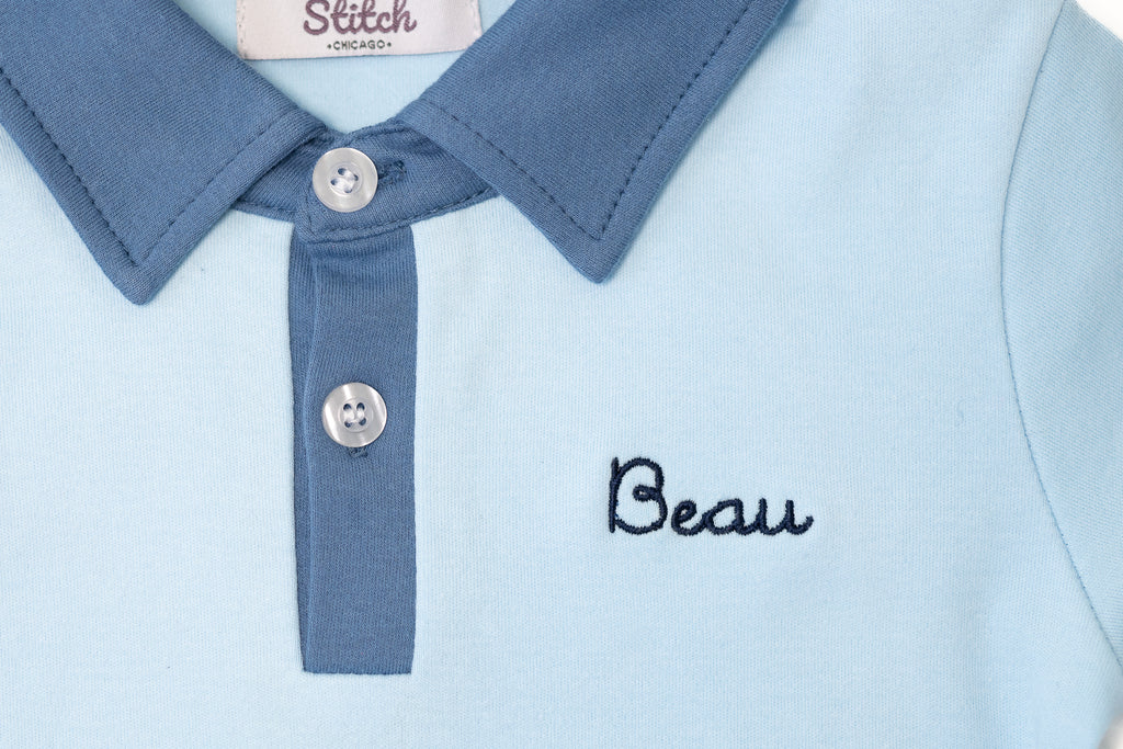 Contrast Polo Shirt, Blue Stitchmonograms