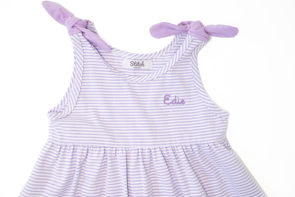 Sleeveless Striped Dress, Lilac Stitchmonograms