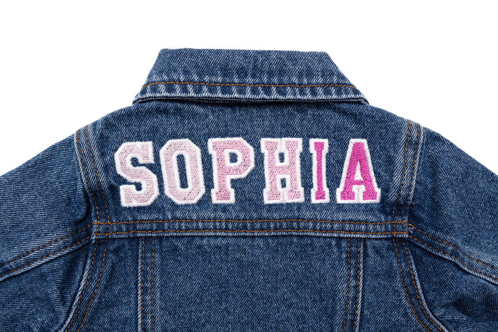 Custom Embroidered Denim Jacket, Pink Ombre  Stitchmonograms   